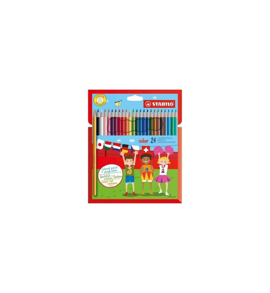 STABILO Crayons de couleur étui carton 24 pièces