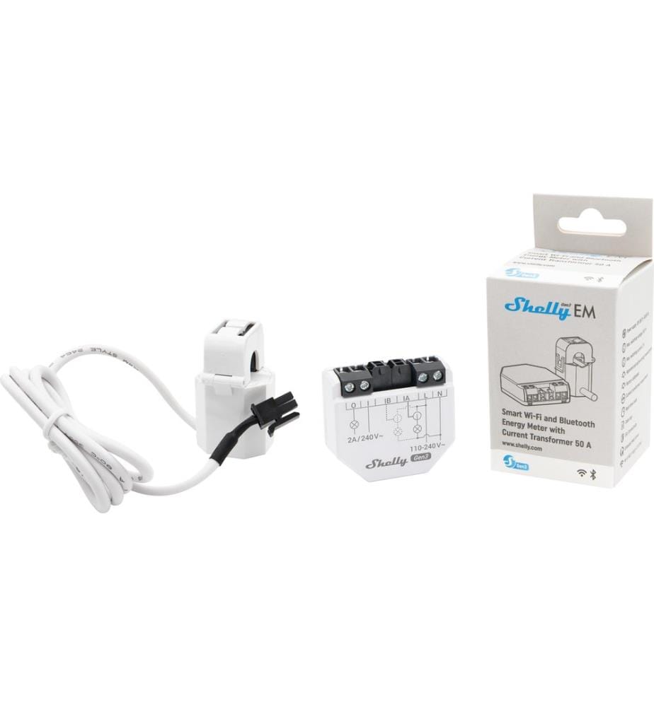 SHELLY - EM WiFi-Energy Meter Gen3 y compris borne de transformateur de courant 50 A
