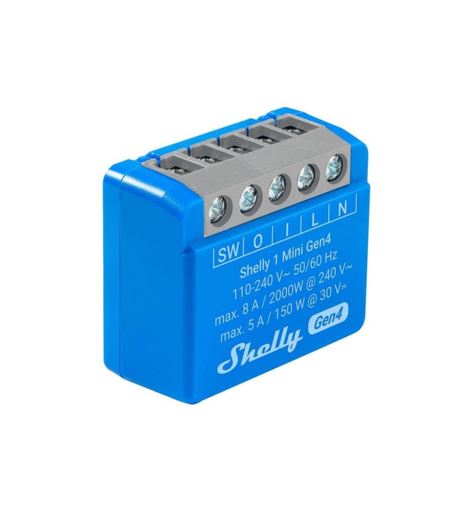 SHELLY - Actionneur de commutation Wi-Fi 1 commutateur WiFi Mini Gen4 Bleu, 8 A