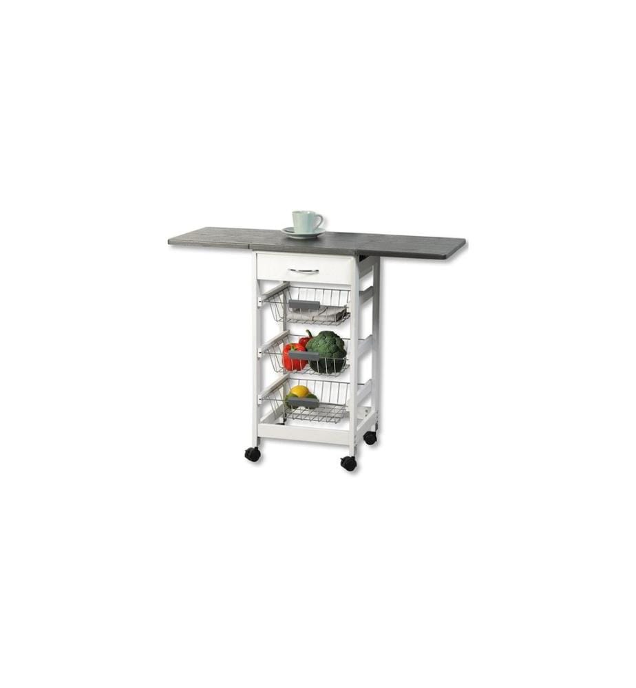 Kesper Chariot de cuisine 37/97 x 7.55/75.5/76.5 x 37 cm/97 cm, Blanc/Gris
