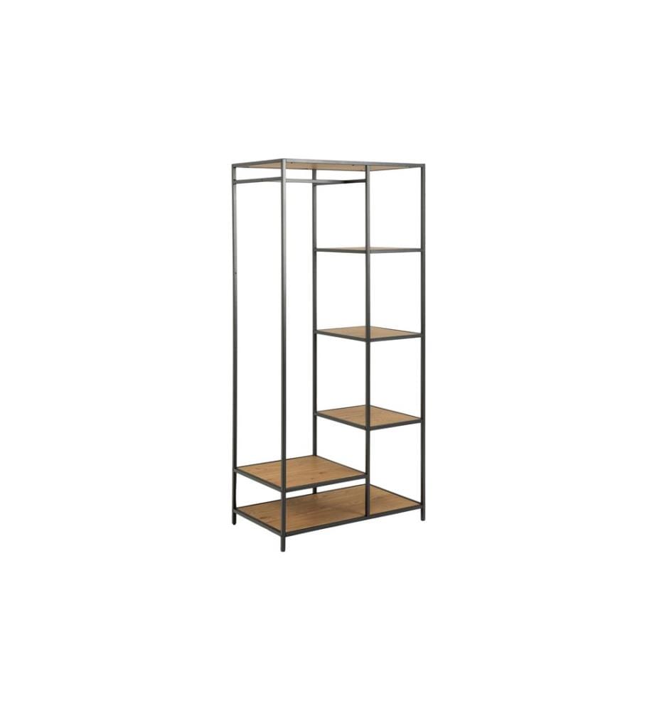 AC Design Garde-robe Seaford 77 x 45 x 165 cm, Chêne/Noir