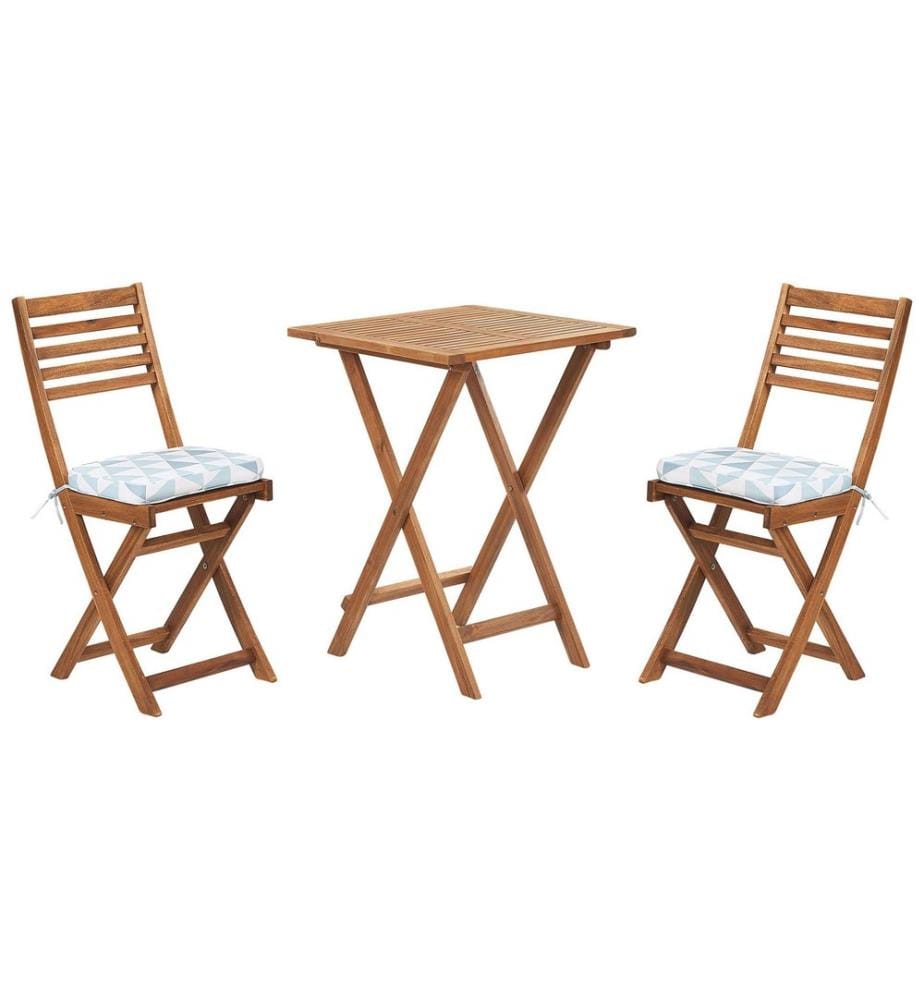 Ensemble bistrot avec coussins Pliant FIJI Acacia Bleu
