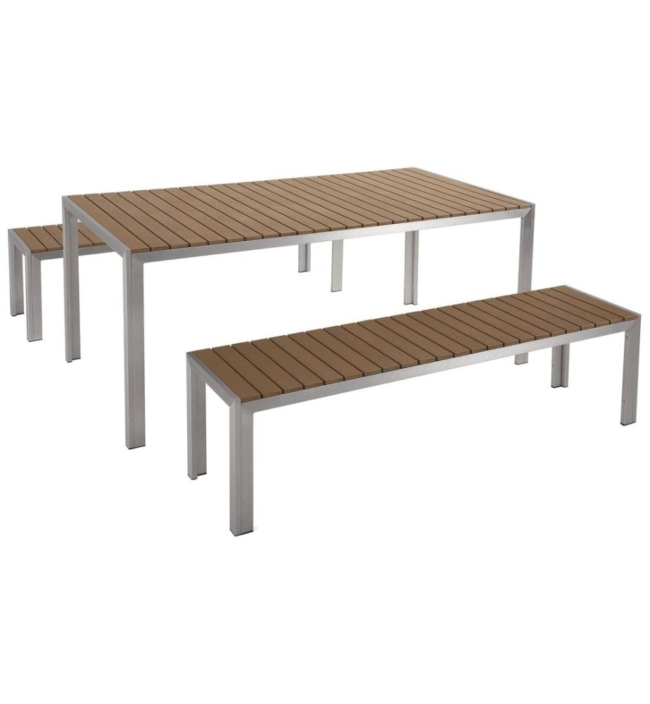 Salle à manger de jardin avec bancs 6 places NARDO Marron