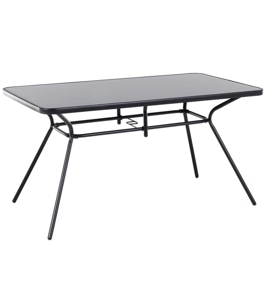 Table de salle à manger de jardin LIVO 140 cm 80 cm Verre Noir