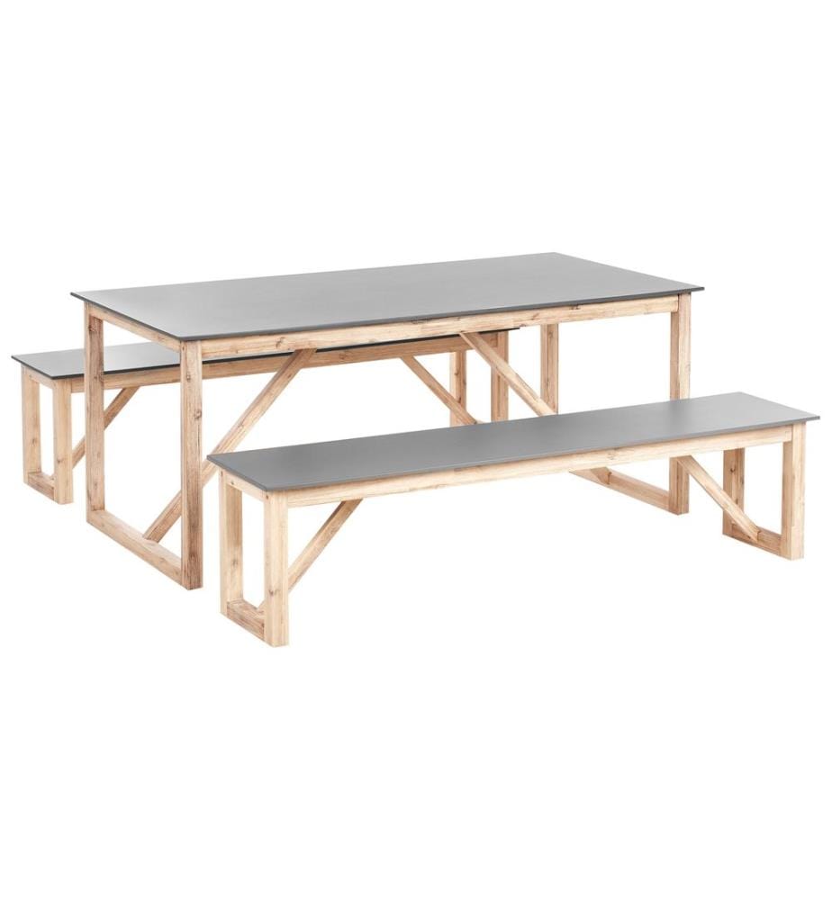 Salle à manger de jardin avec bancs NOTTERI Béton Gris