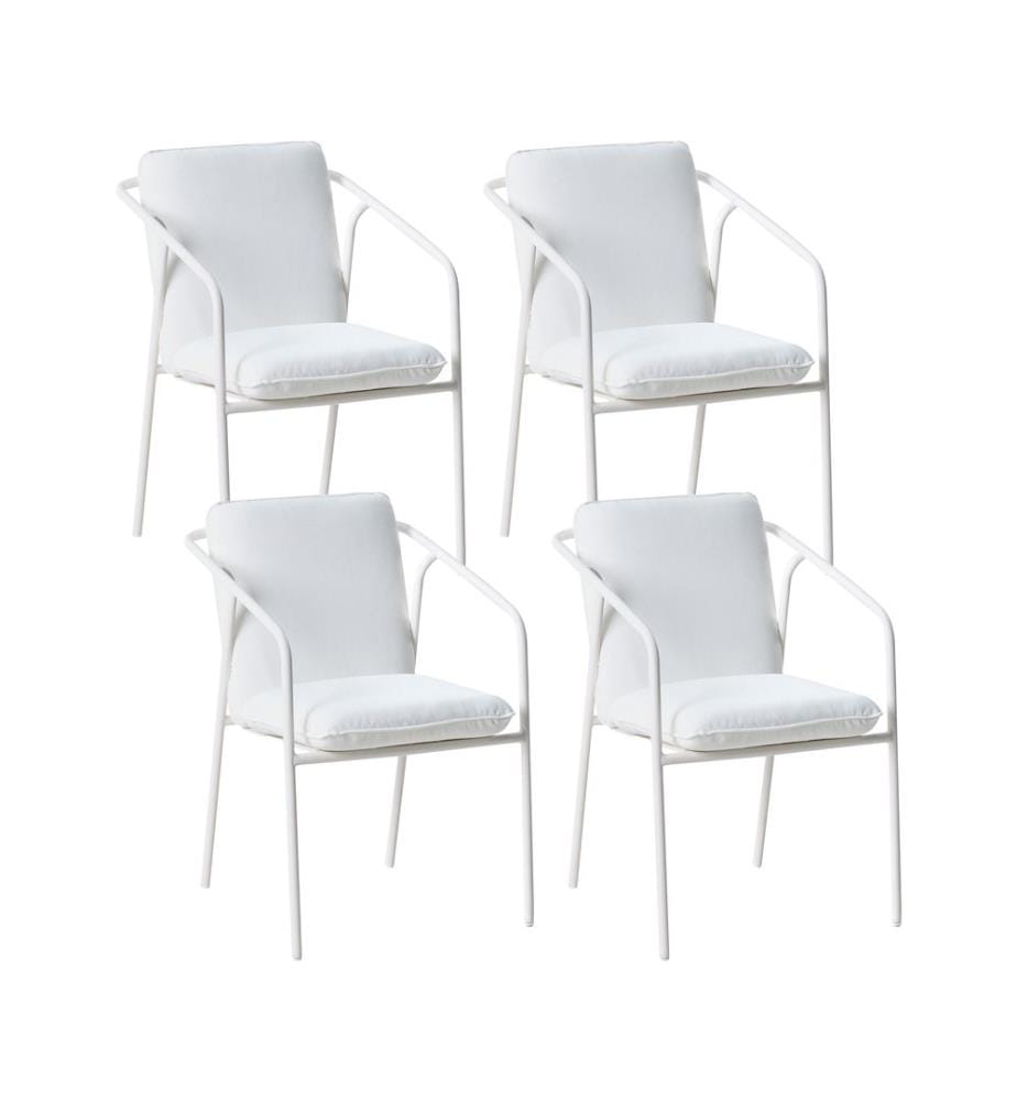 Lot de 4 chaises de jardin avec coussins ASCIANO Métal Blanc