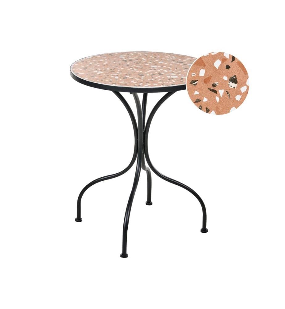 Table bistrot ADRANO 60 cm 60 cm Effet terrasse Métal Noir