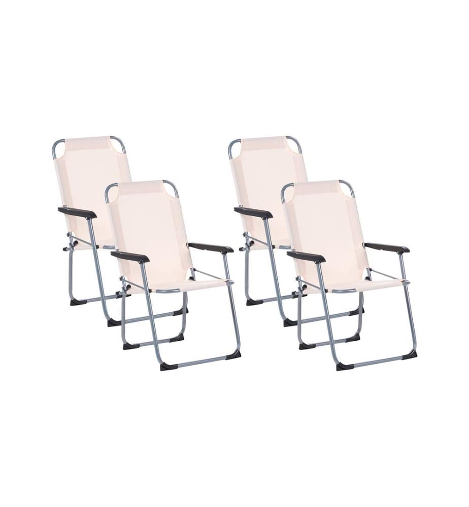 Lot de 4 chaises de jardin GALATSI Pliant Métal Beige