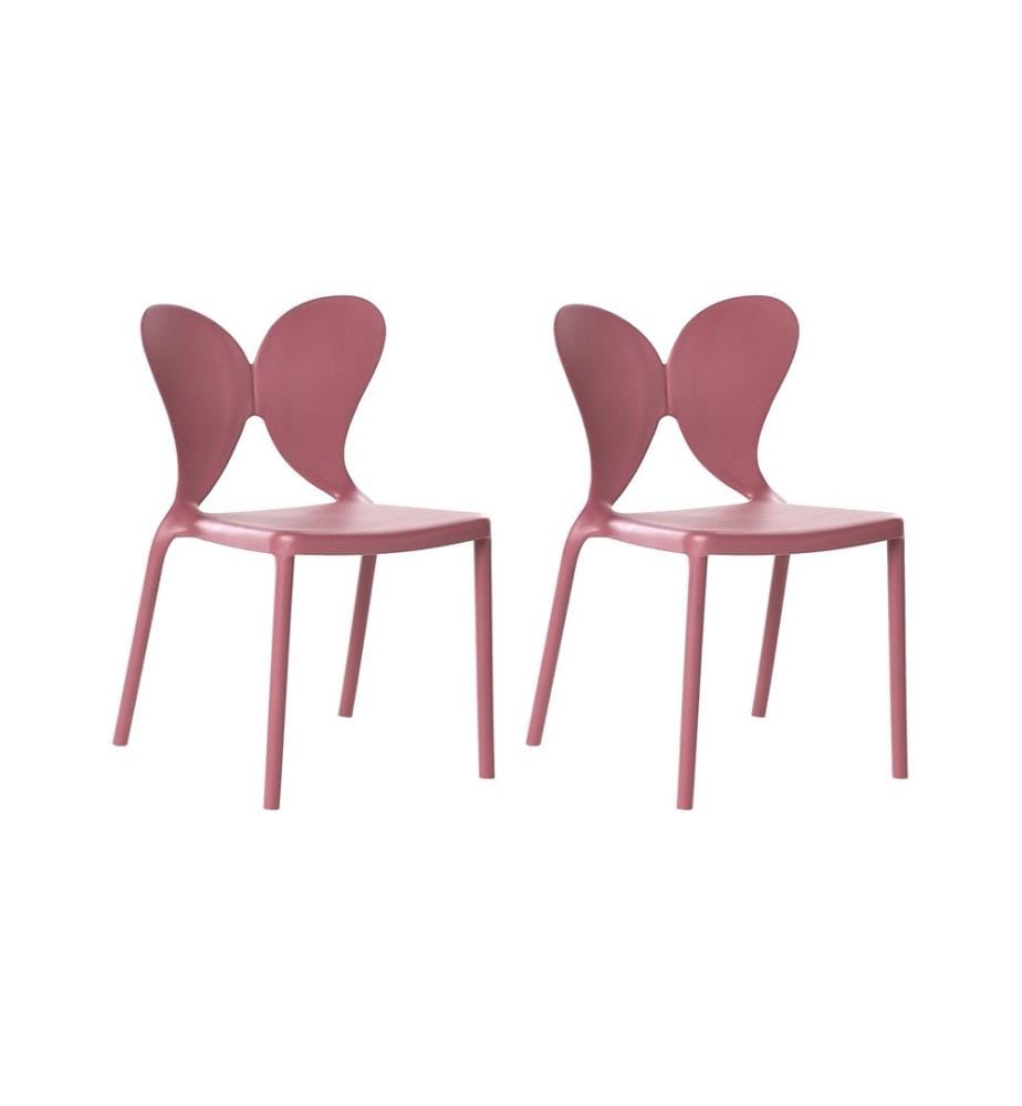 Lot de 2 chaises de jardin LARISSA Empilable Rose