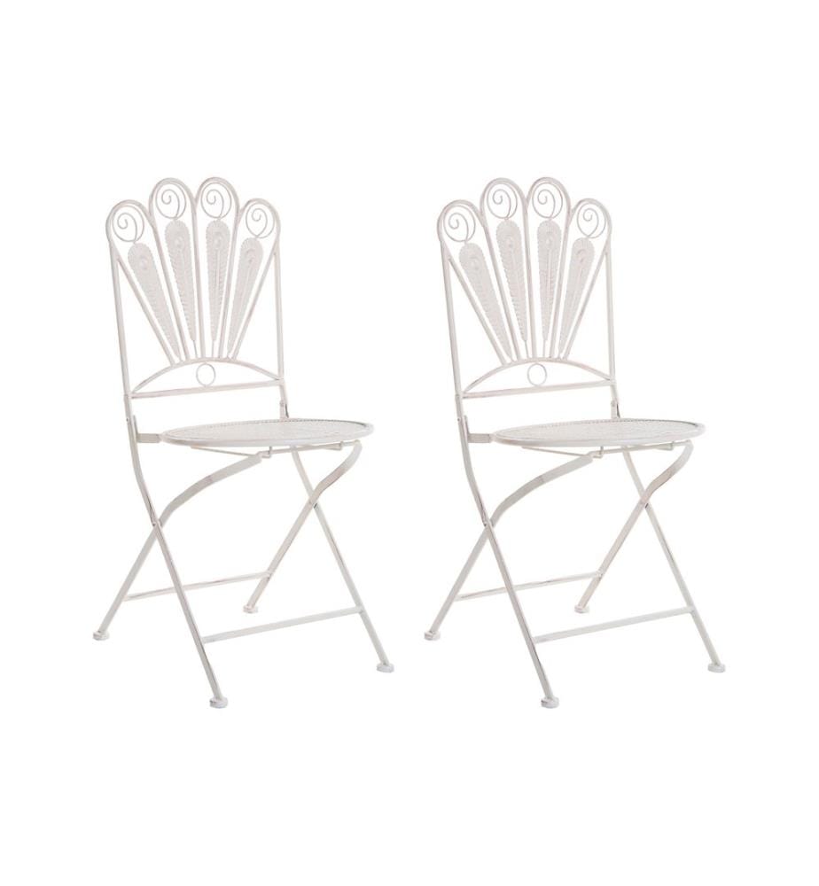Lot de 2 chaises de jardin PAVIA Pliant Métal Blanc cassé