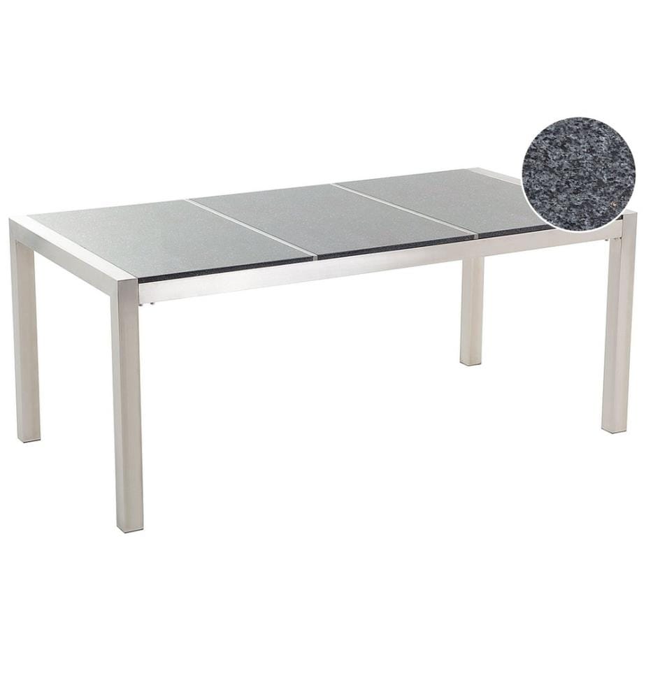 Table de salle à manger de jardin GROSSETO 180 cm 90 cm Poli Granit Gris