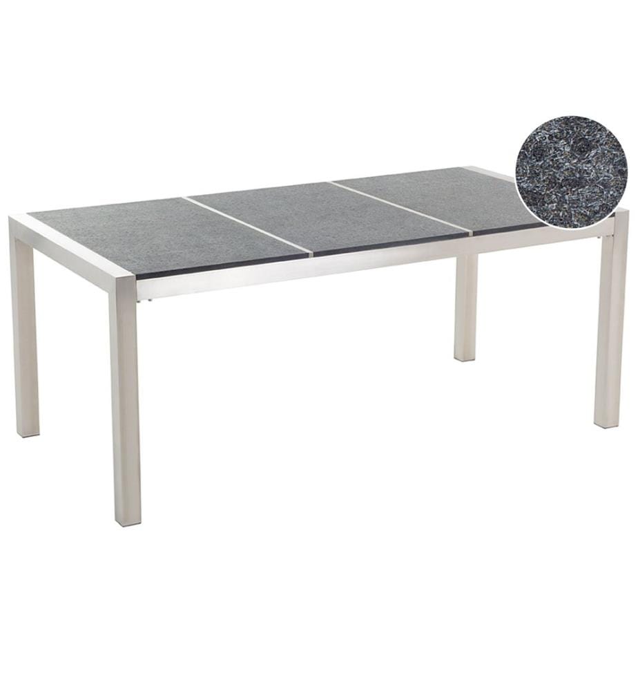 Table de salle à manger de jardin GROSSETO 180 cm 90 cm Flammé Granit Gris graphite