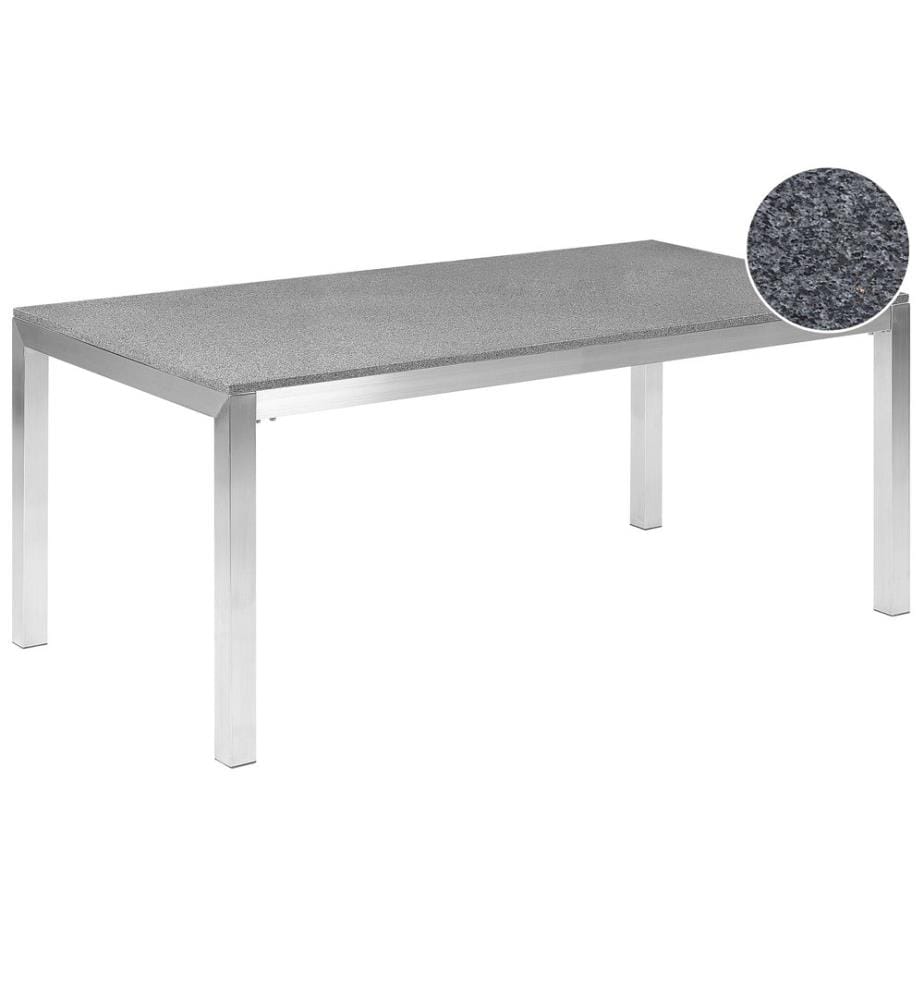 Table de salle à manger de jardin GROSSETO 180 cm 90 cm Poli Granit Gris
