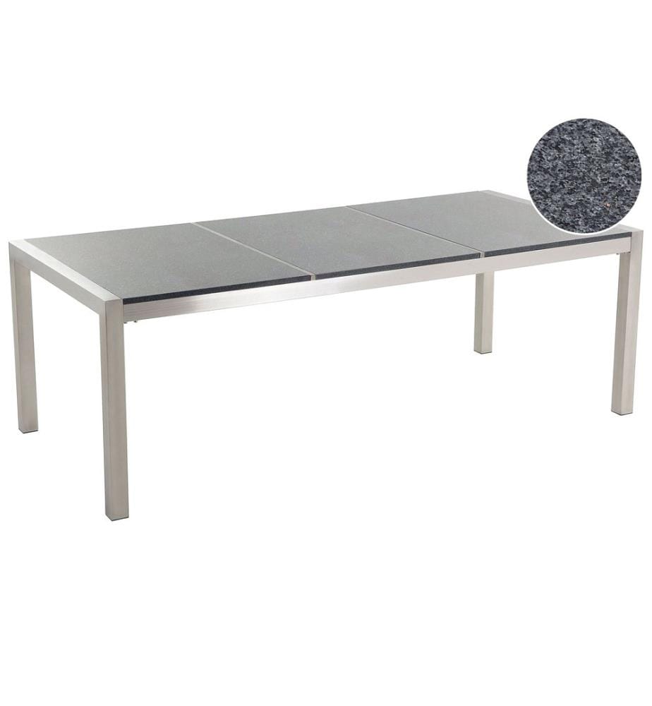 Table de salle à manger de jardin GROSSETO 220 cm 100 cm Poli Granit Gris