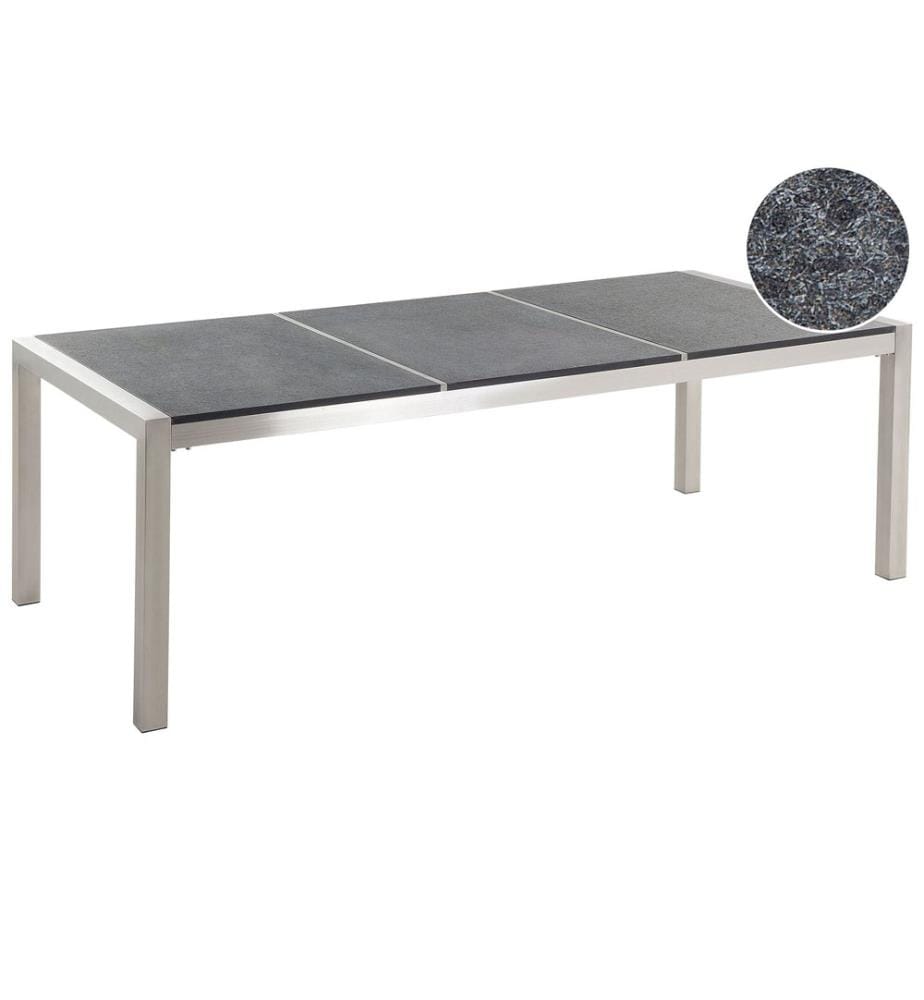 Table de salle à manger de jardin GROSSETO 220 cm 100 cm Flammé Granit Gris graphite