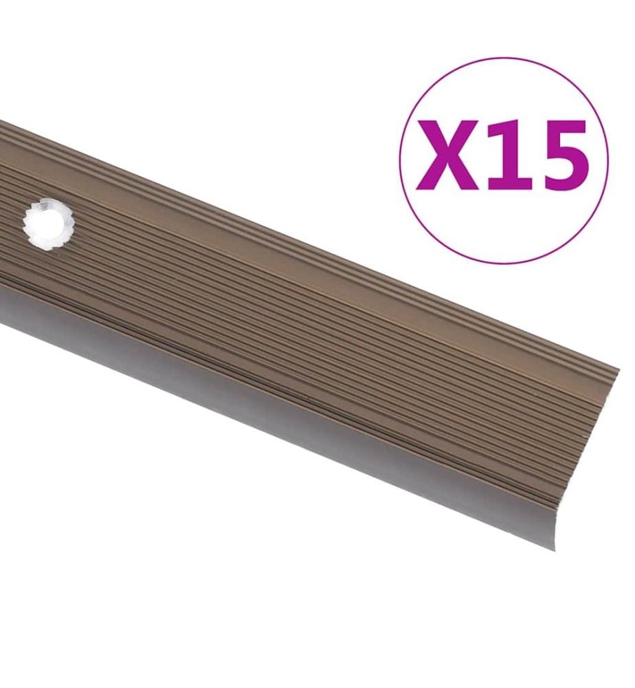 Nez de marche forme en L 15 pcs aluminium 90 cm marron