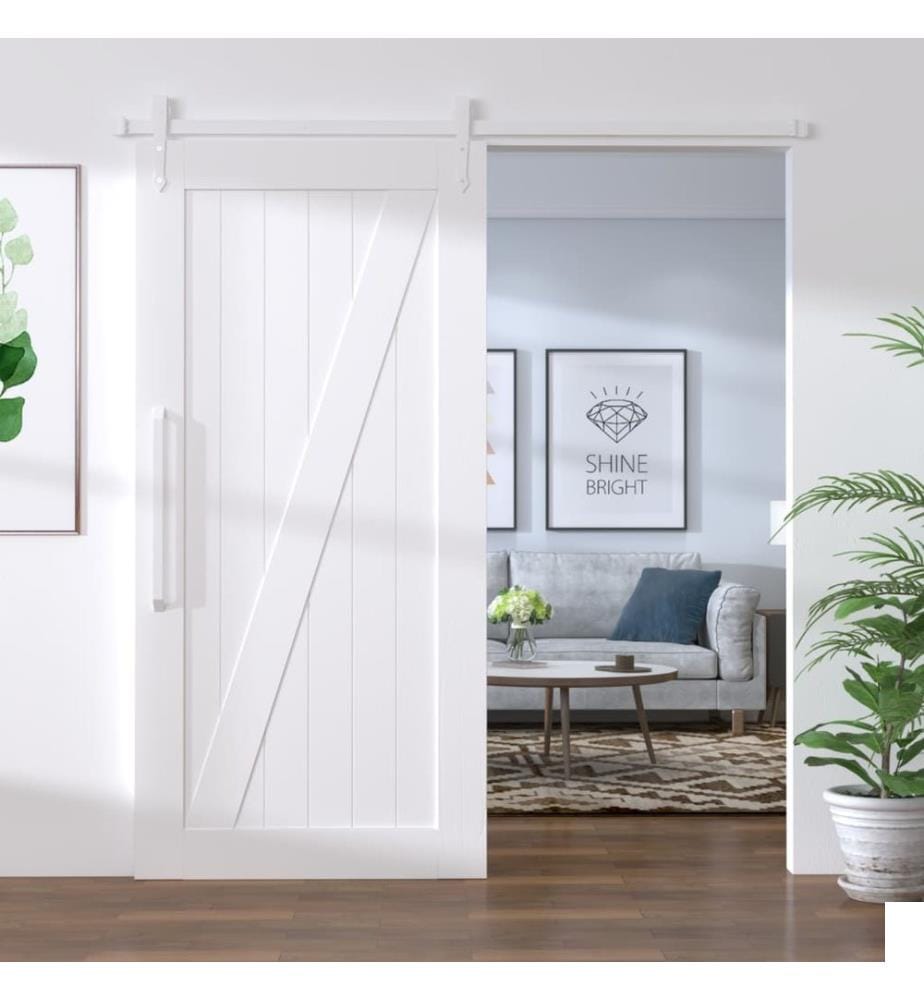 Kit de quincaillerie de porte coulissante 200 cm Acier Blanc