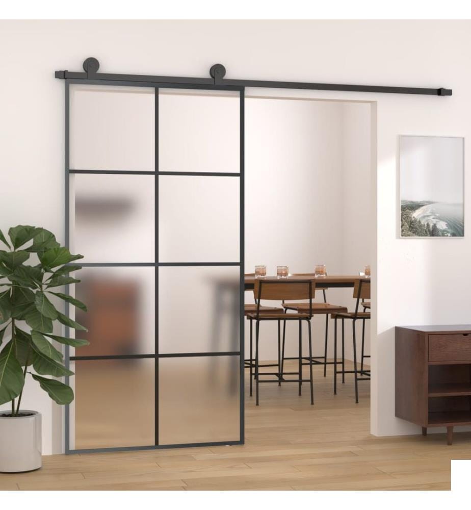 Porte coulissante et kit de quincaillerie 102,5x205cm Verre ESG