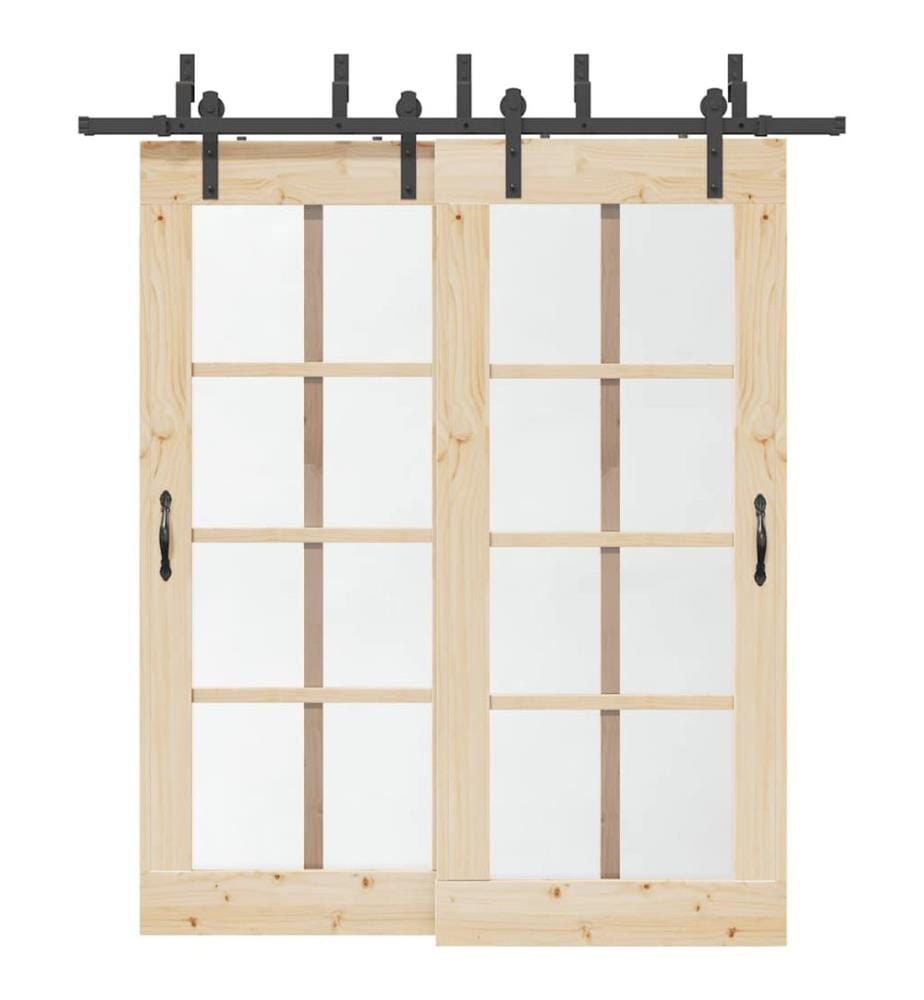Kit de quincaillerie de porte coulissante 200 cm Acier Noir
