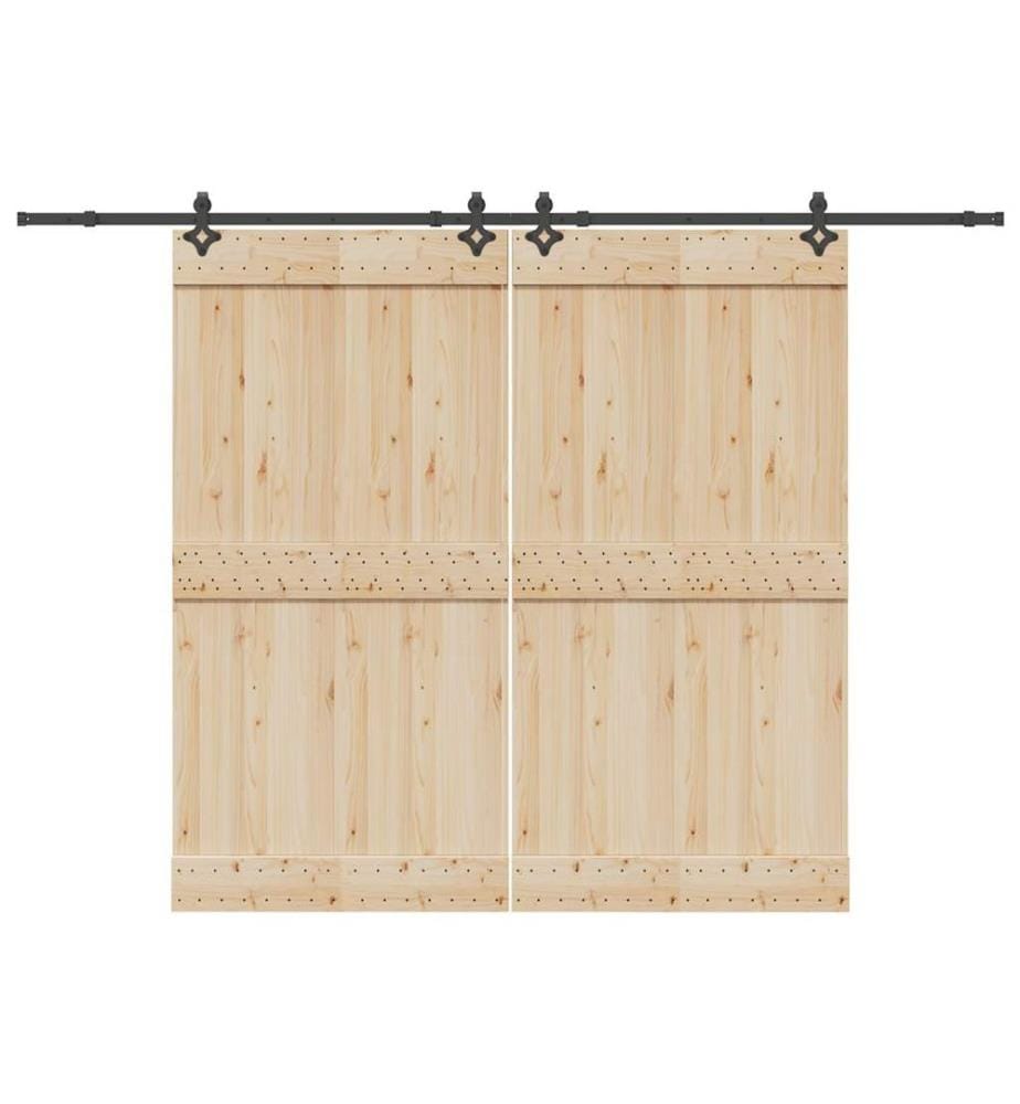 Kit de quincaillerie de porte coulissante 305 cm acier noir
