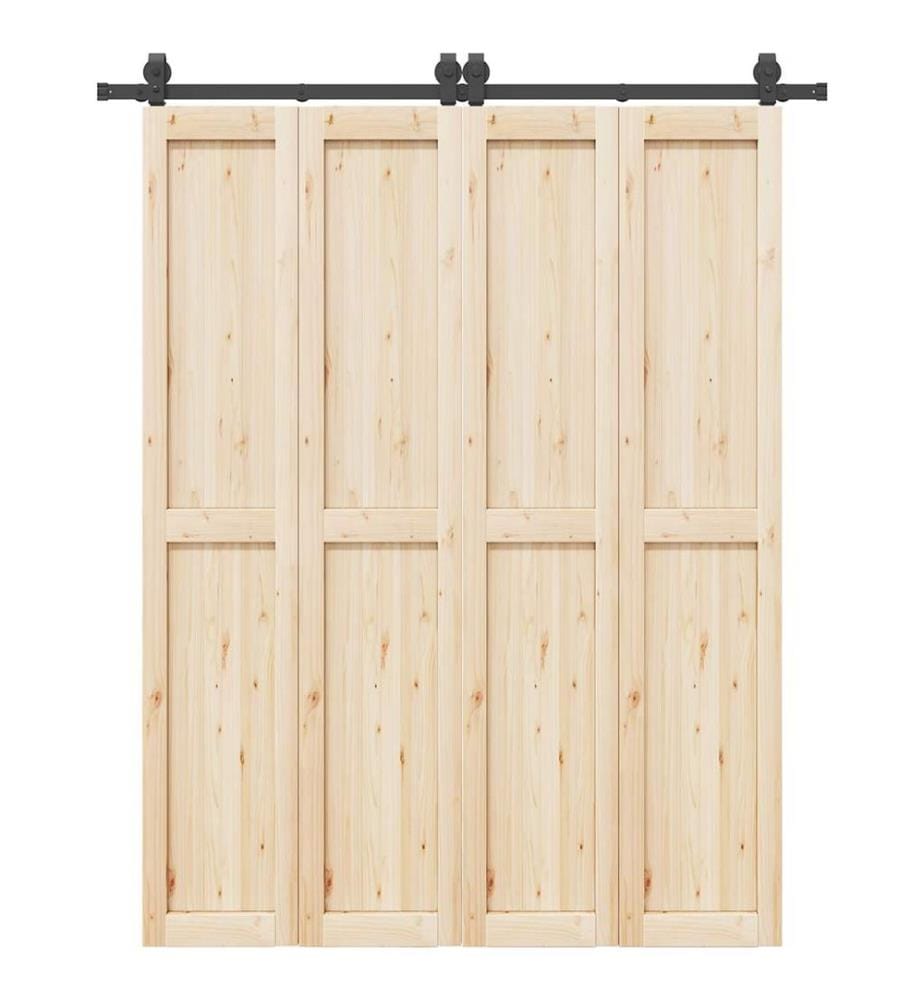 Kit de quincaillerie de porte coulissante 183 cm Acier Noir
