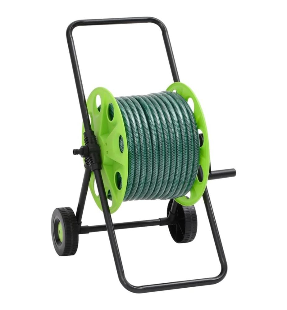 Chariot enrouleur vert avec tuyau de 50 m PVC