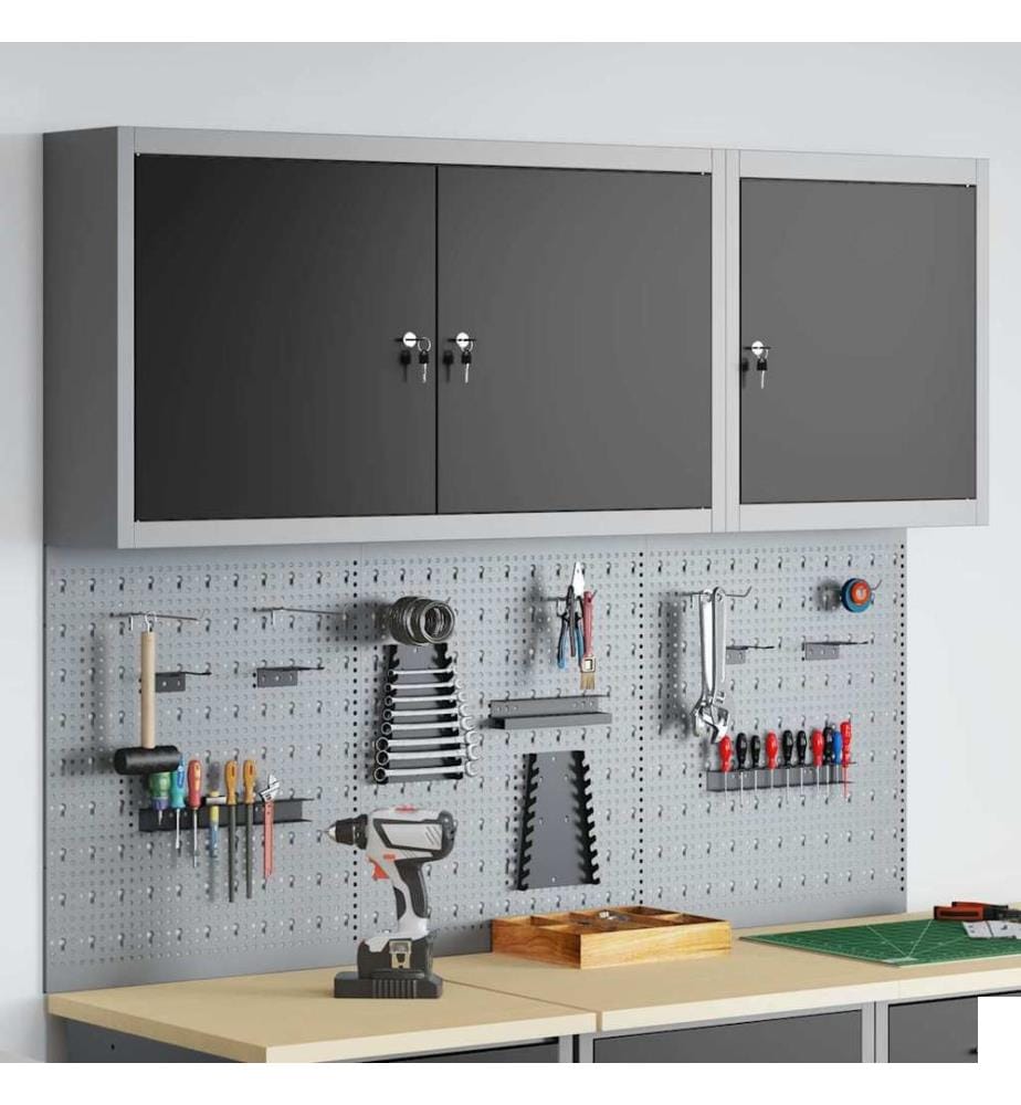 Ensemble d'armoires à outils 5 pcs Noir Acier enduit de poudre
