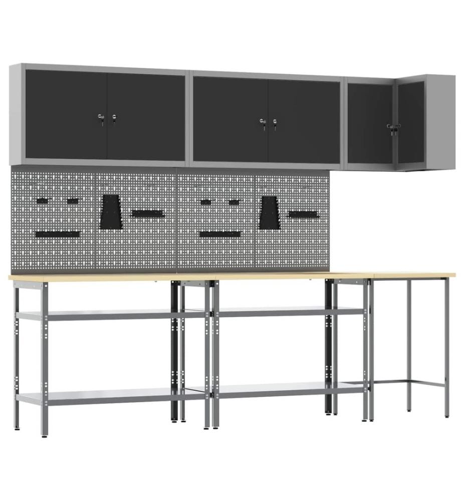Ensemble de placards de travail 10 pcs Noir et gris