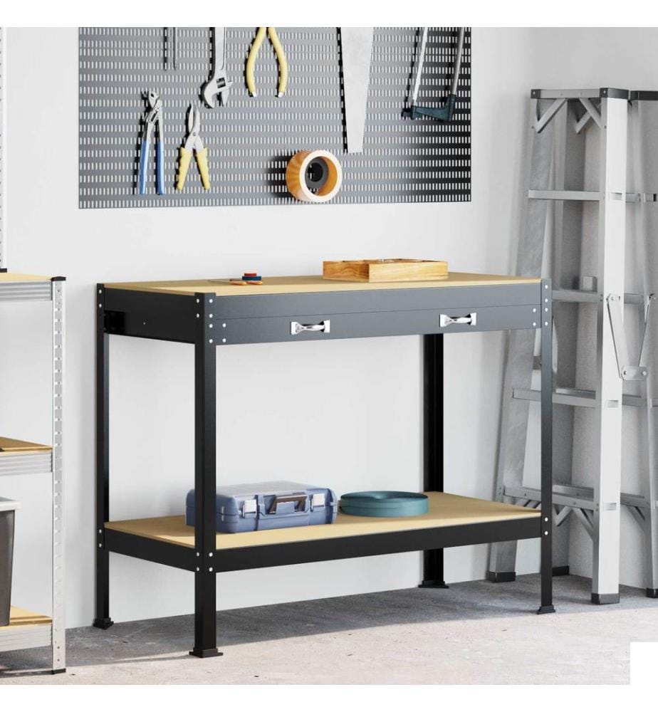 Atelier Noir 114 x 54 x 91 cm Bois d'ingénierie et métal