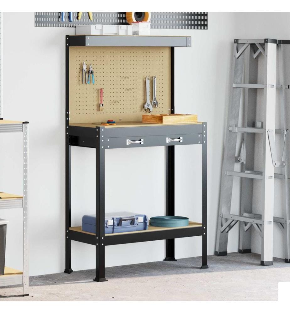 Atelier Noir 81 x 41 x 145 cm Bois d'ingénierie et métal