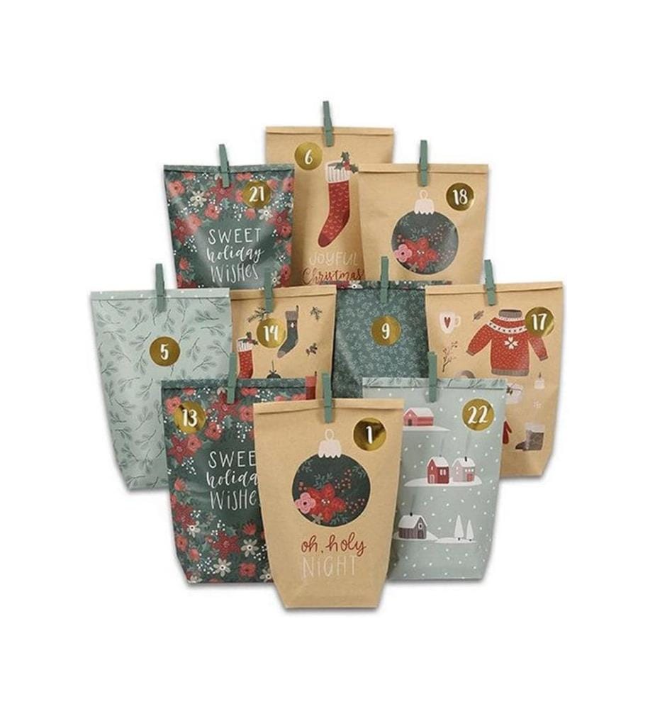 Calendrier de lAvent Sacs 72 pièces, Coloré