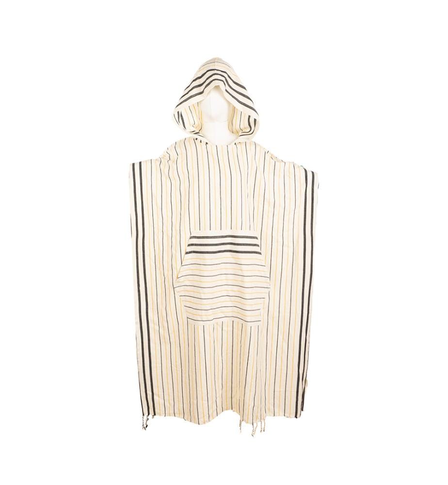Hommes Poncho en coton avec capuche pour piscine & sauna 110x85 cm - Beige - Jaune