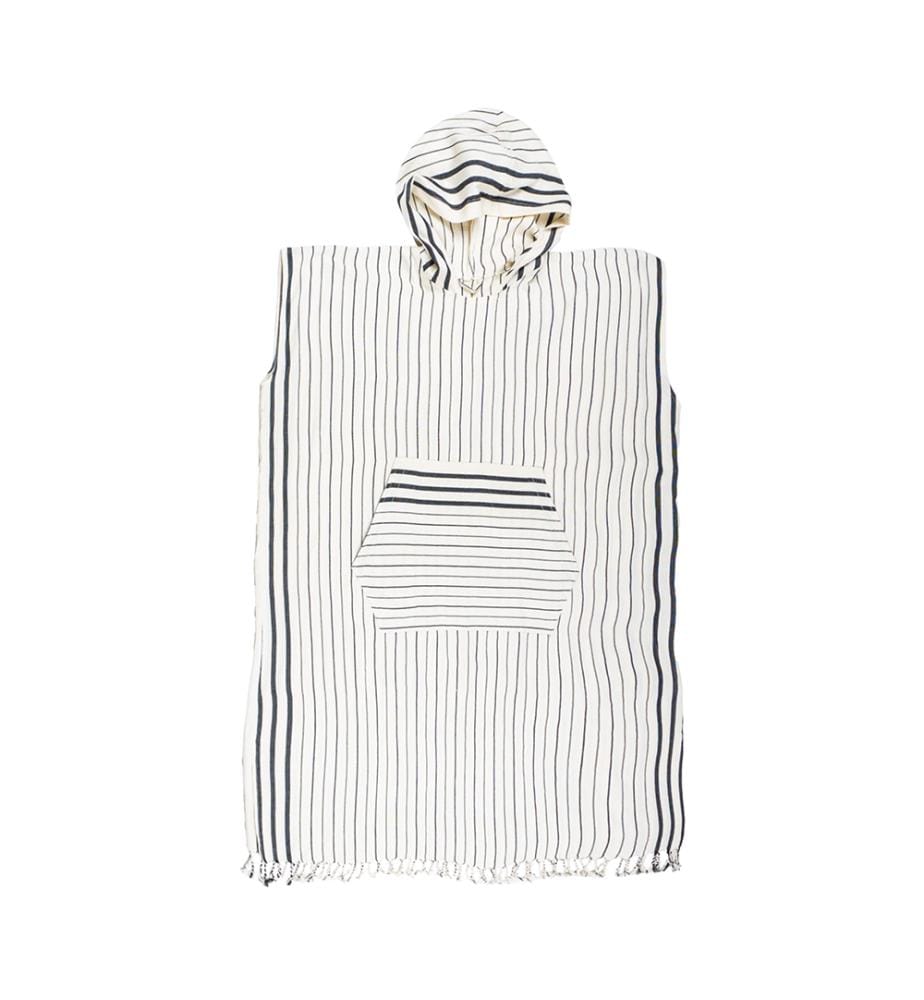 Poncho de plage en coton pour hommes avec capuche 110x85 cm - Beige - Noir
