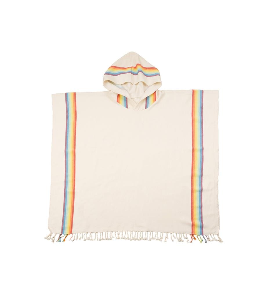 Poncho à capuche en bambou et coton pour femme 95x90 cm - Beige - Multicolore