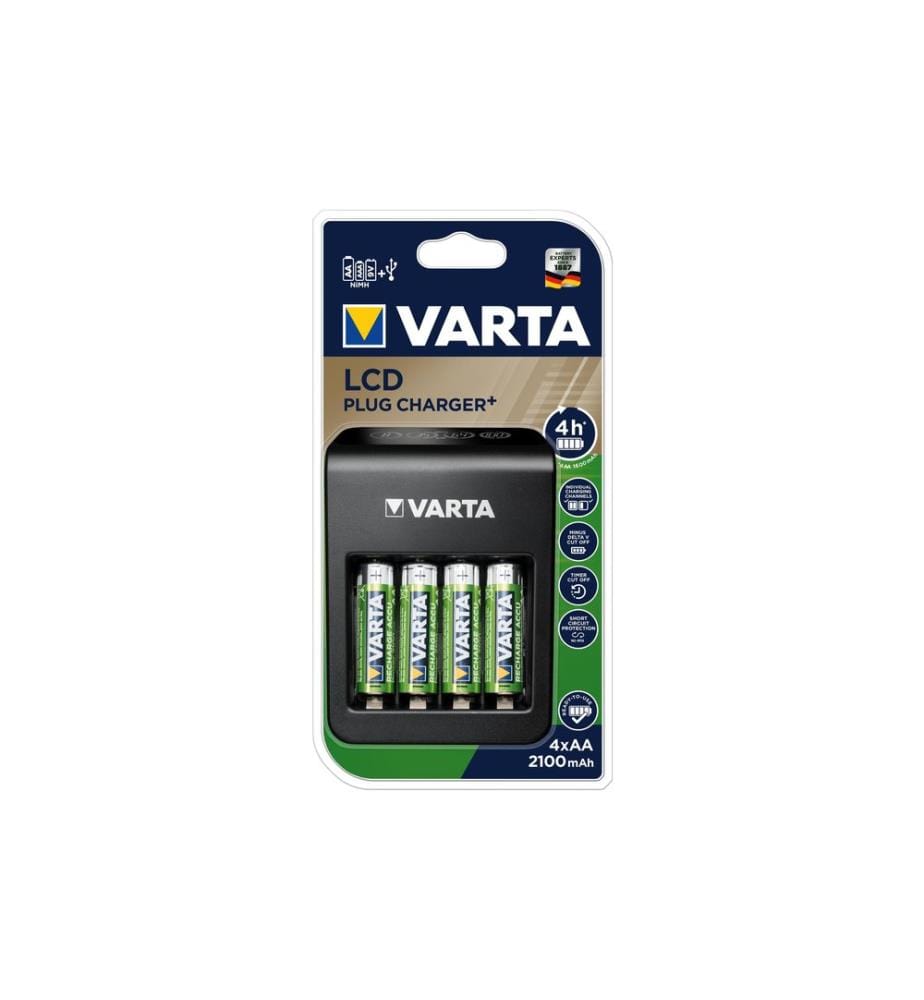VARTA - Chargeur LCD Plug Charger+ + 4x AA 2100 mAh