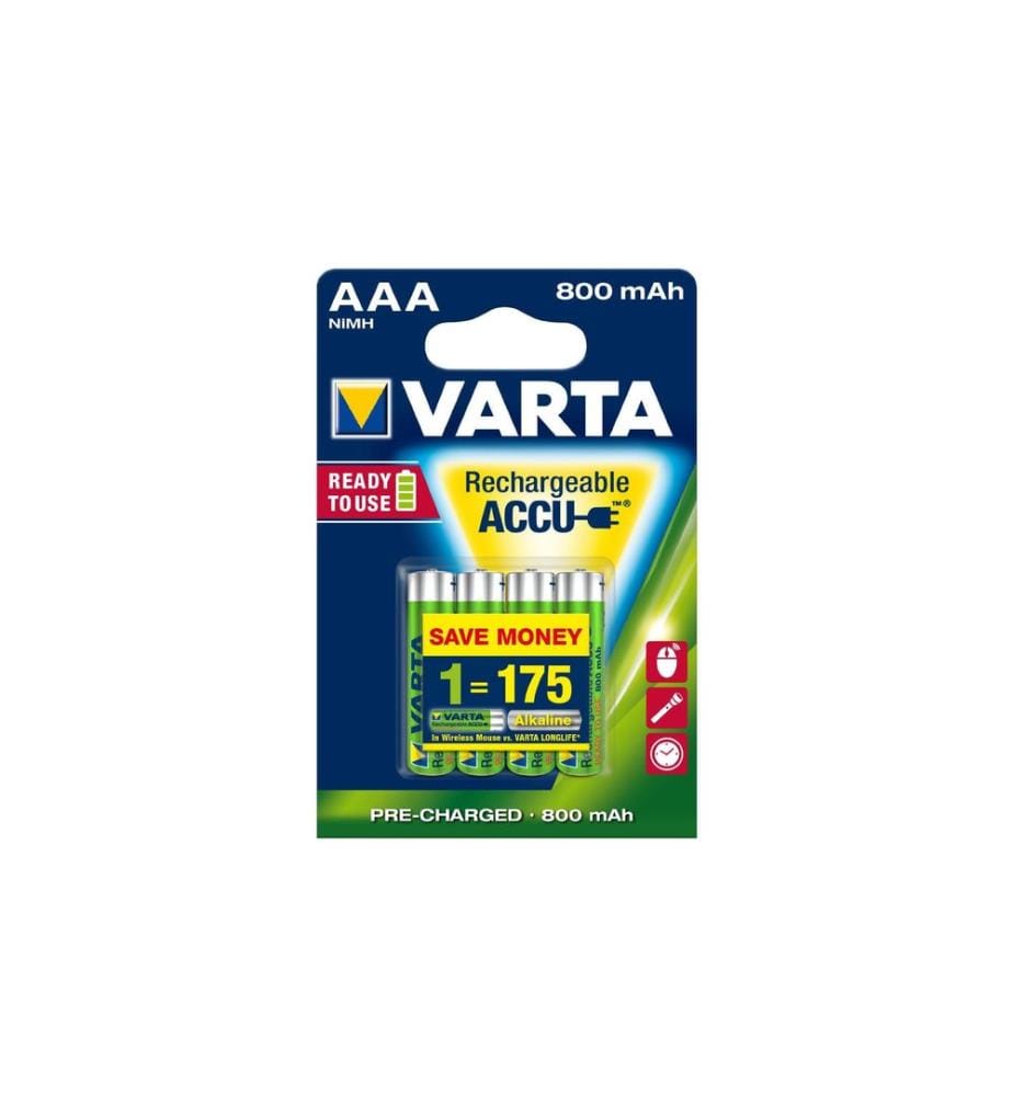 VARTA - Batterie Pre-Charged NiMH AAA 800 mAh, 4 Pièce/s