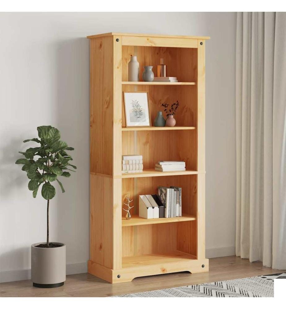 Bibliothèque 5 niveaux Gamme Corona Pin mexicain 80x40x170 cm