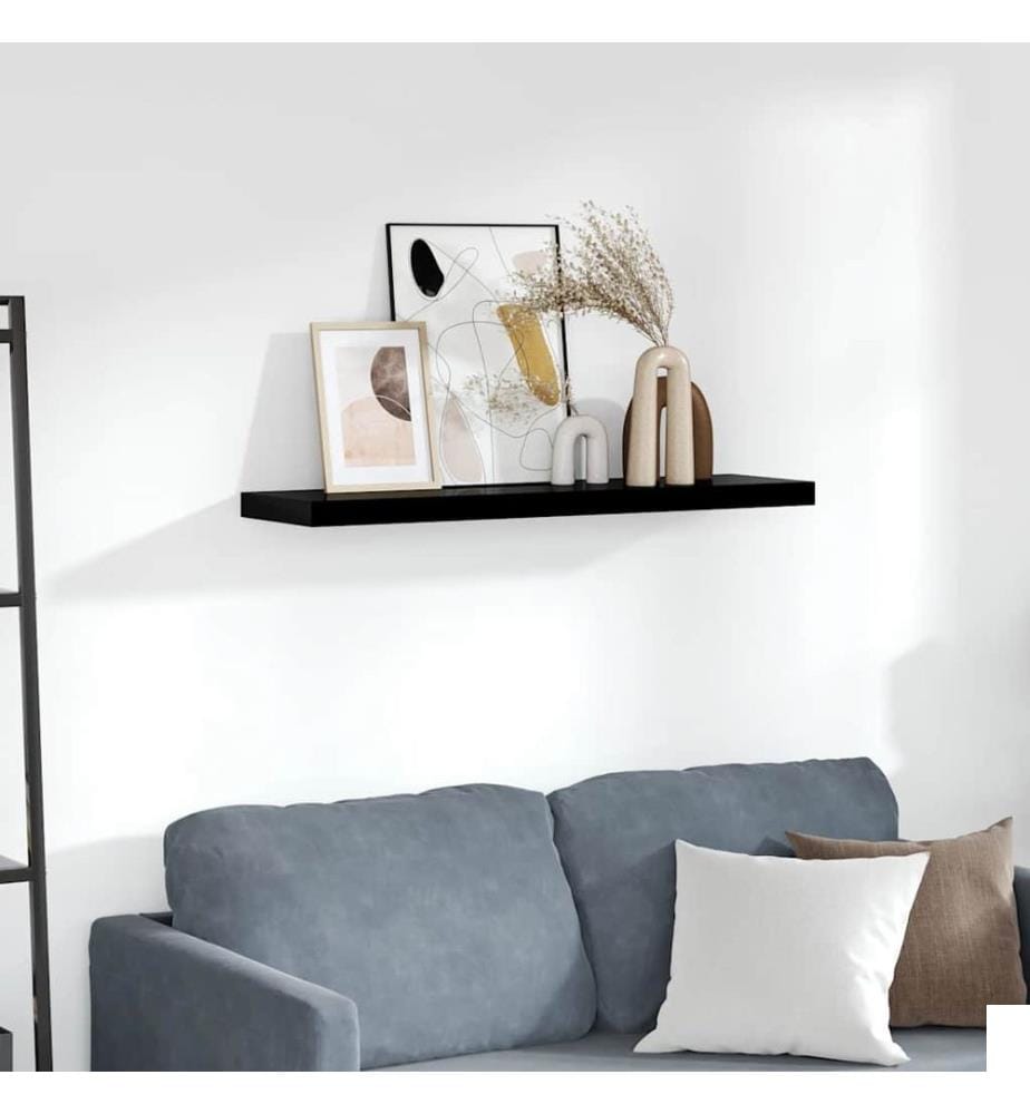 Étagère murale flottante Noir brillant 90x23,5x3,8 cm MDF