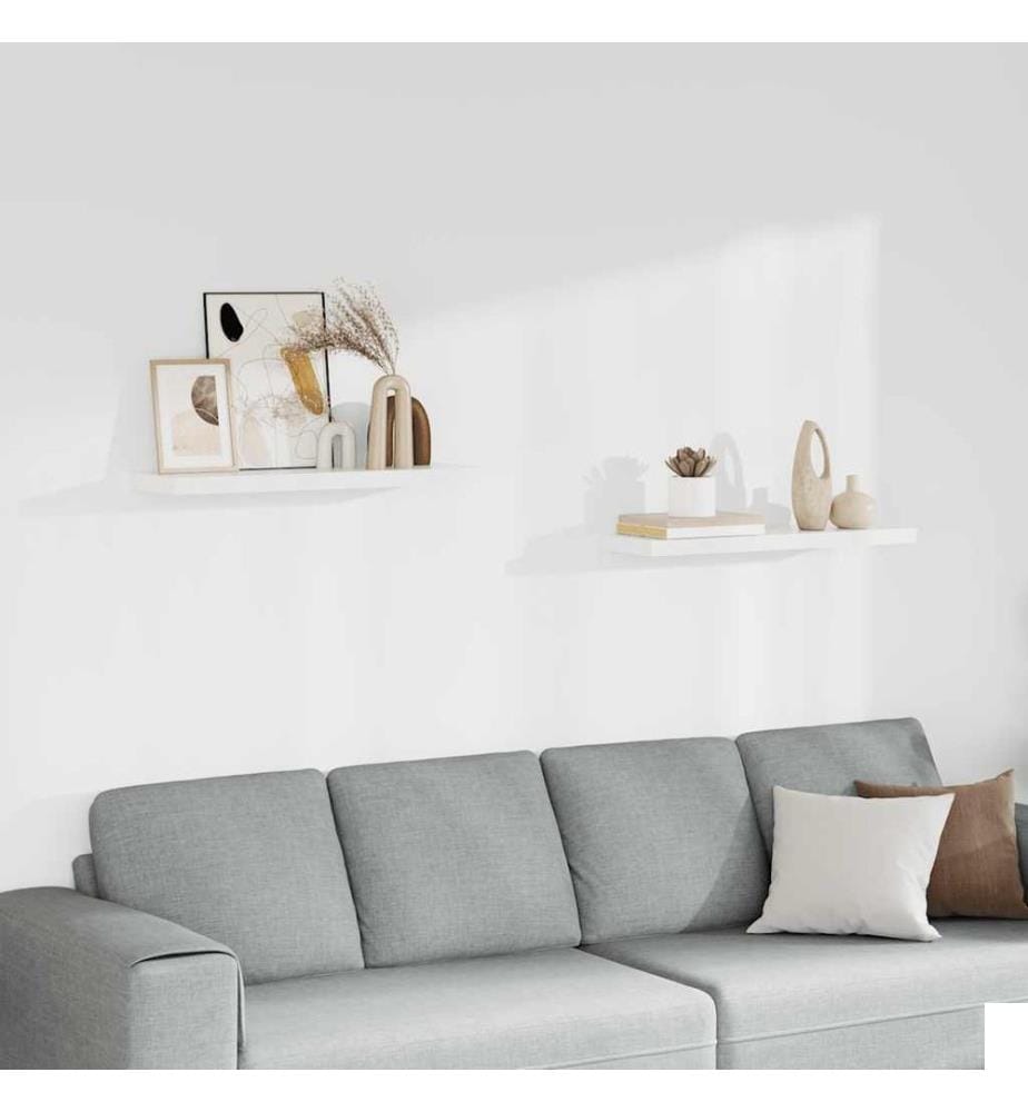 Étagères murales flottantes 2 pcs blanc 80x23,5x3,8 cm MDF
