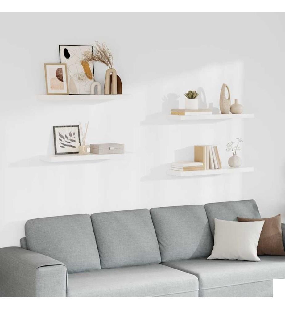 Étagères murales flottantes 4 pcs blanc 80x23,5x3,8 cm MDF