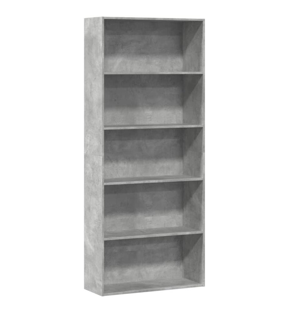 Bibliothèque gris béton 80x30x189 cm bois d'ingénierie