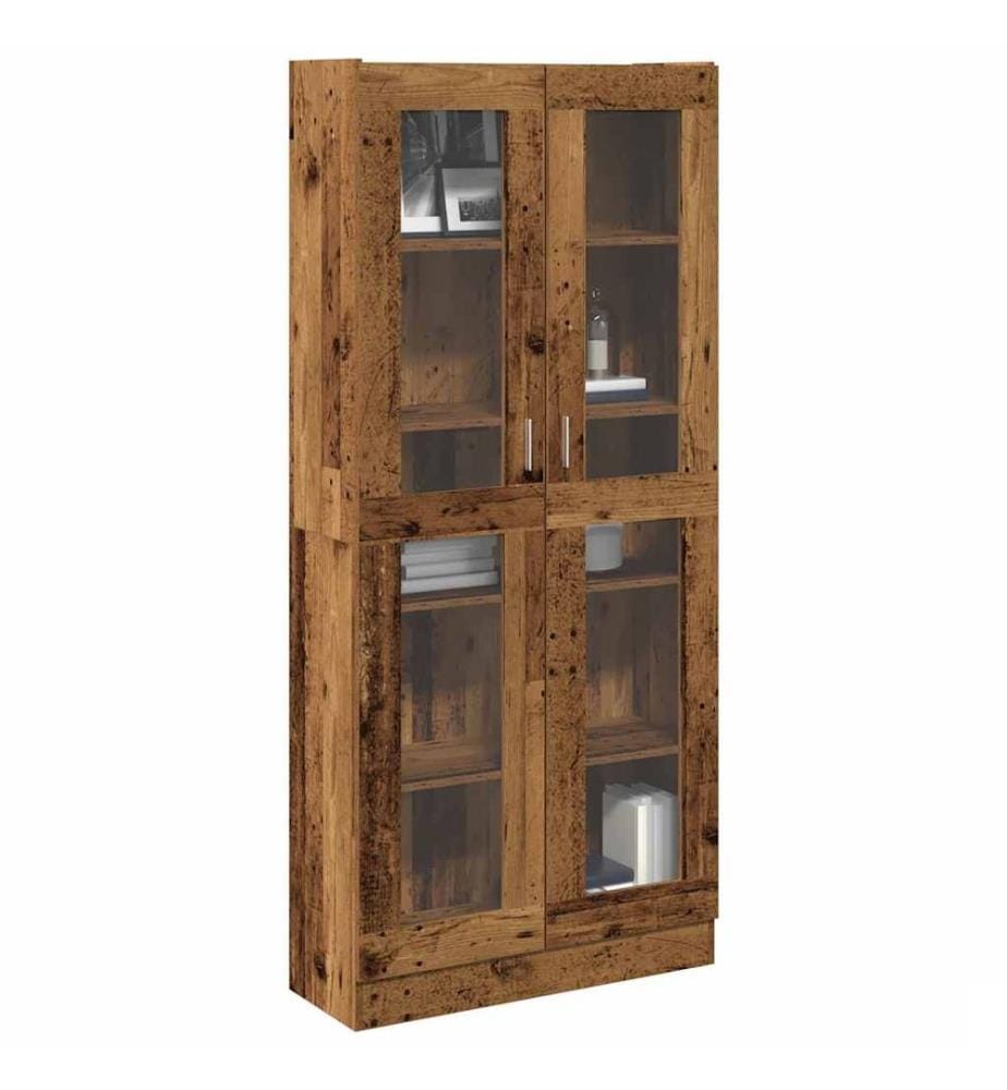 Buffet haut vieux bois 82,5x30,5x185 cm bois d'ingénierie