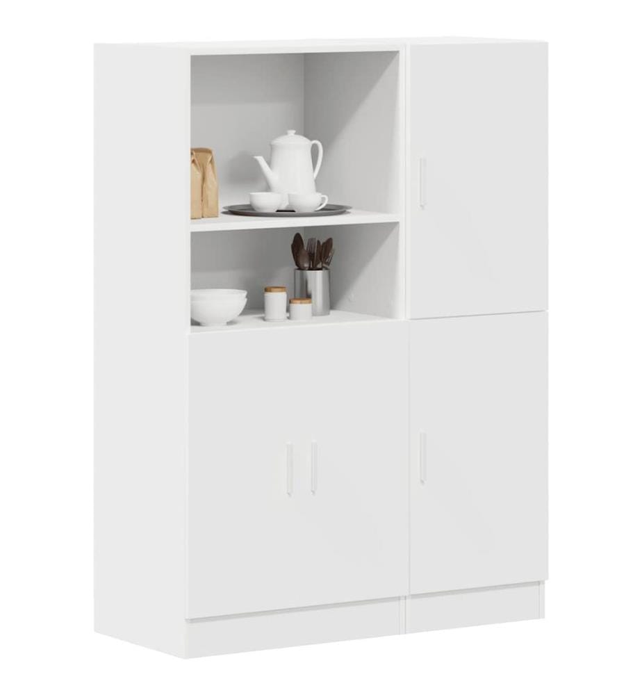 Ensemble d'armoires de cuisine 2 pcs blanc bois d'ingénierie