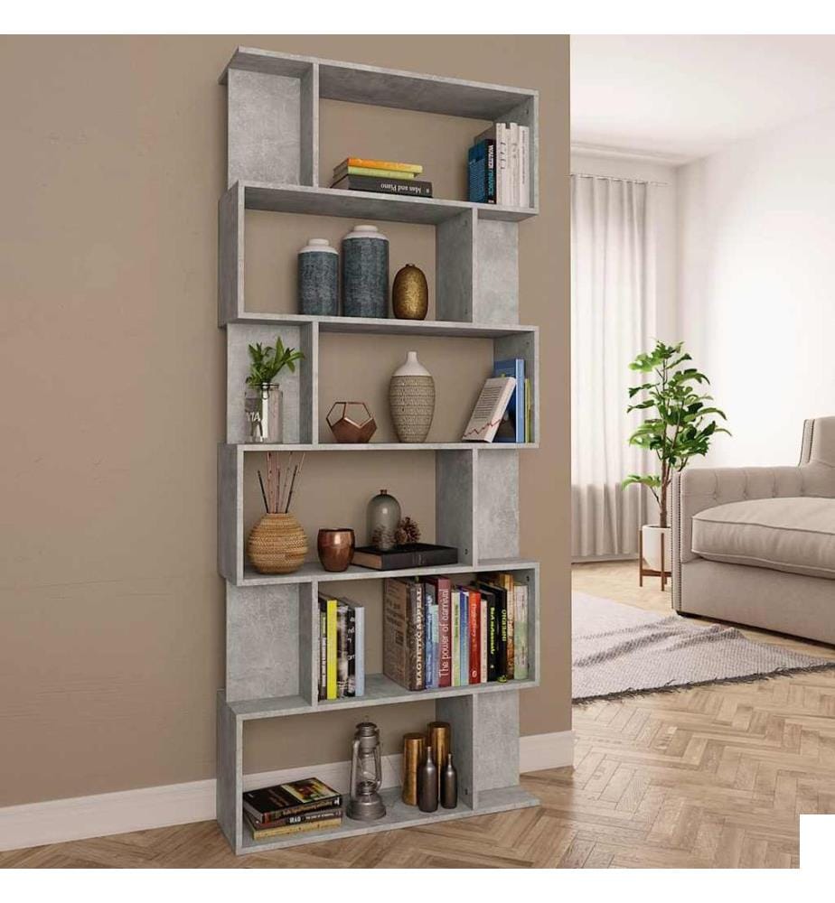 Bibliothèque/Séparateur de pièce Gris béton Bois d'ingénierie