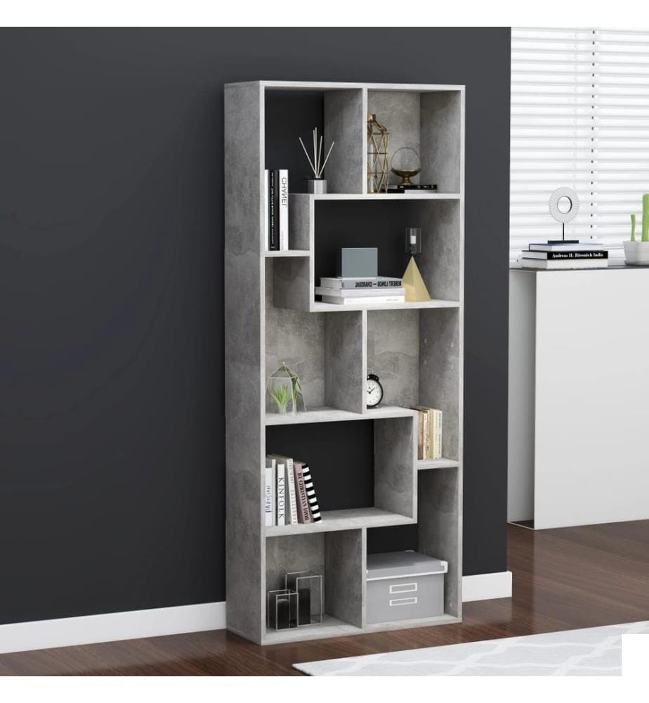 Bibliothèque Gris béton 67x24x161 cm Bois d'ingénierie