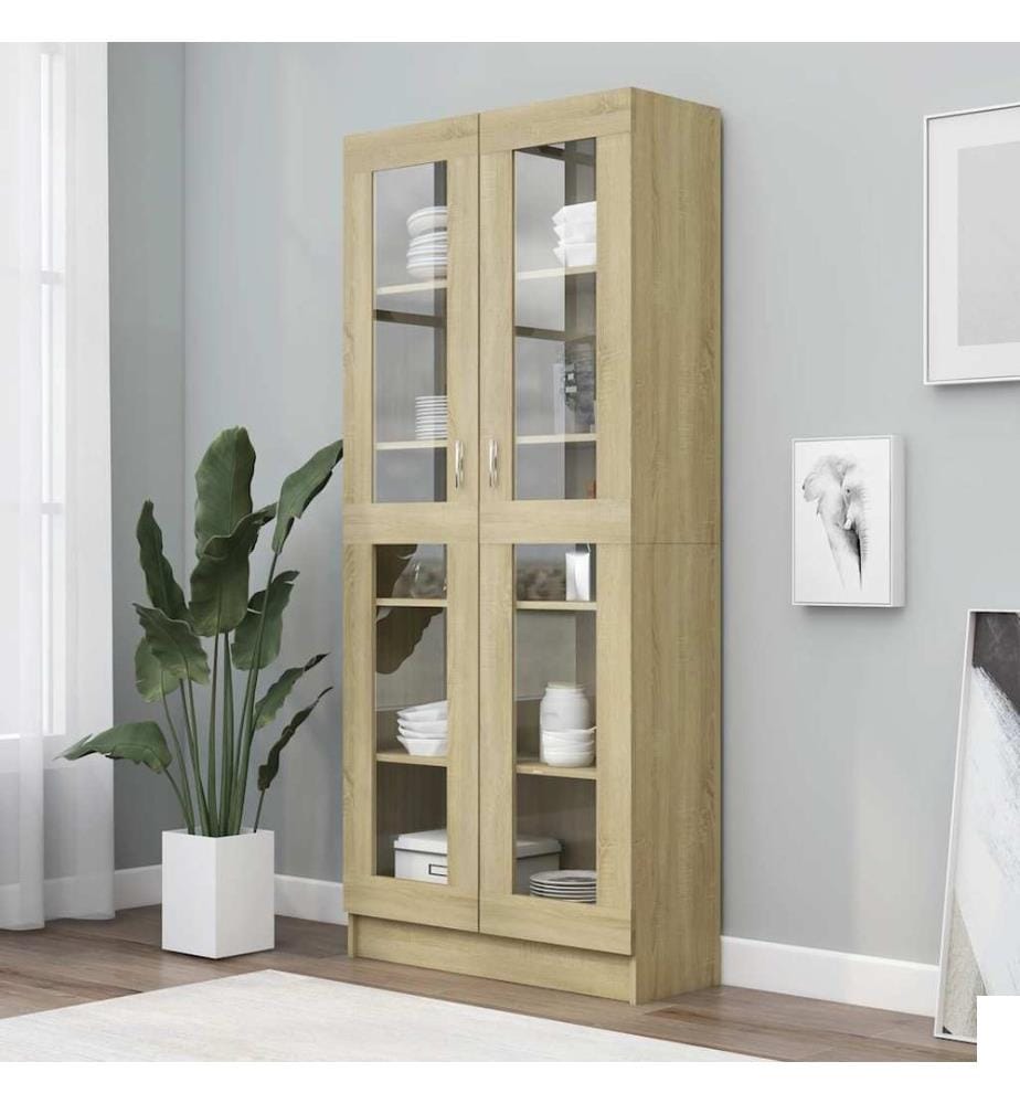 Armoire vitrine Chêne sonoma 82,5x30,5x185 cm Bois ingénierie