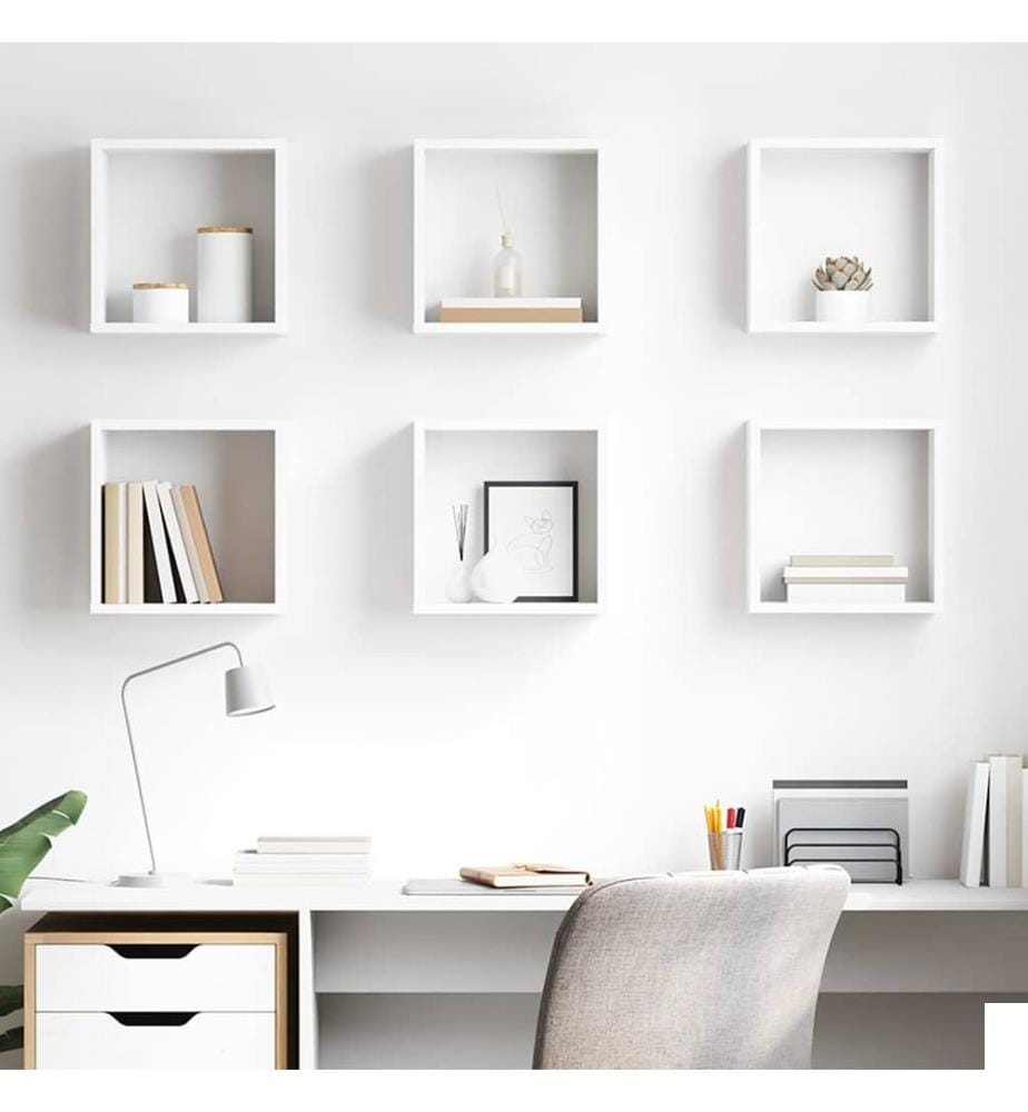 Étagères cube murales 6 pcs blanc 30x15x30 cm
