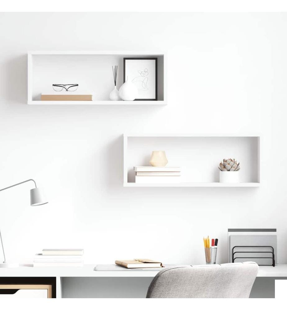 Étagères murales cube 2 pcs Blanc 60x15x23 cm Bois dingénierie