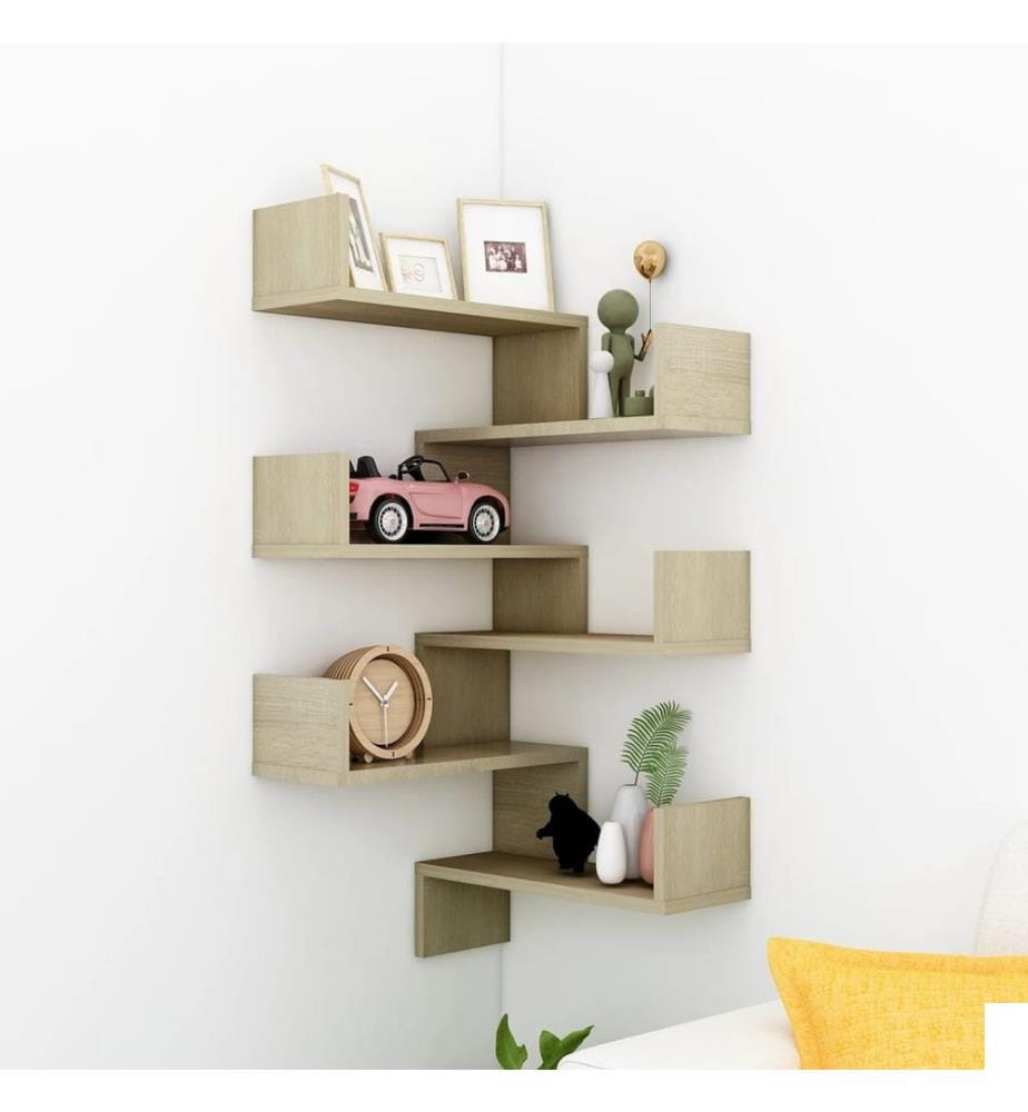 Étagères murales d'angle 2 pcs Chêne sonoma Bois dingénierie