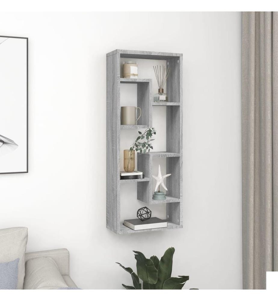 Étagère murale Sonoma gris 36x16x90 cm Bois d'ingénierie